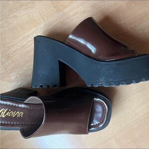 Liliana Dark Brown Platform Mules